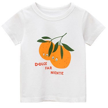 Orange on white body T-shirt
