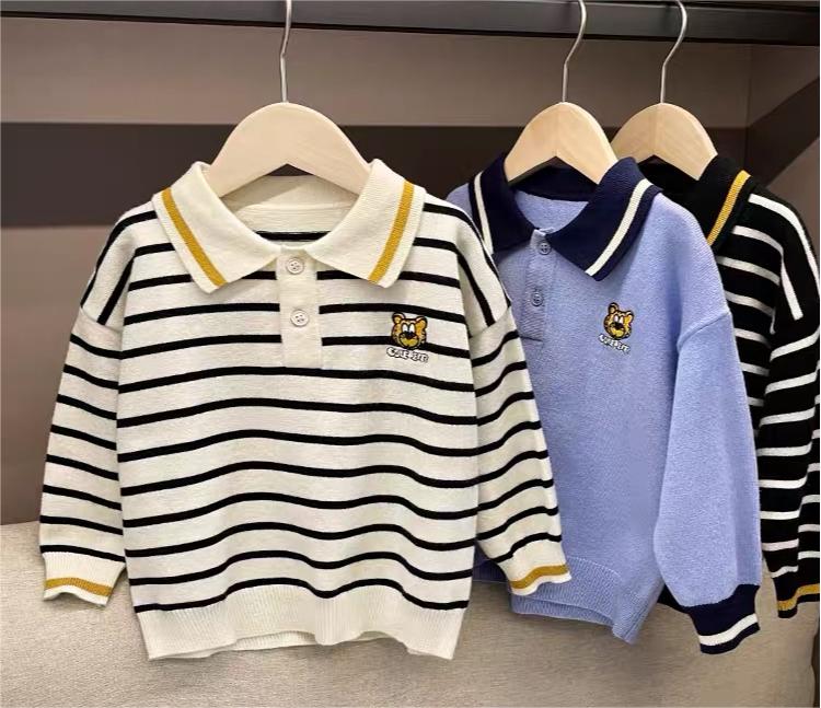 Boys' lapel POLO knitted sweater