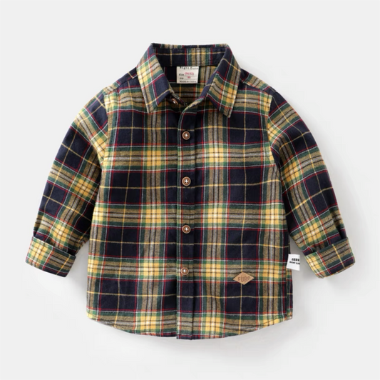 Boy's  Plaid Long Sleeve Button Up Shirt